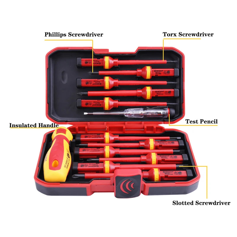 Insulated Screwdriver Set Screw Driver Bit Magnetic Phillips Slotted Torx Screwdrivers Durable Holder For Electrician Hand Tools