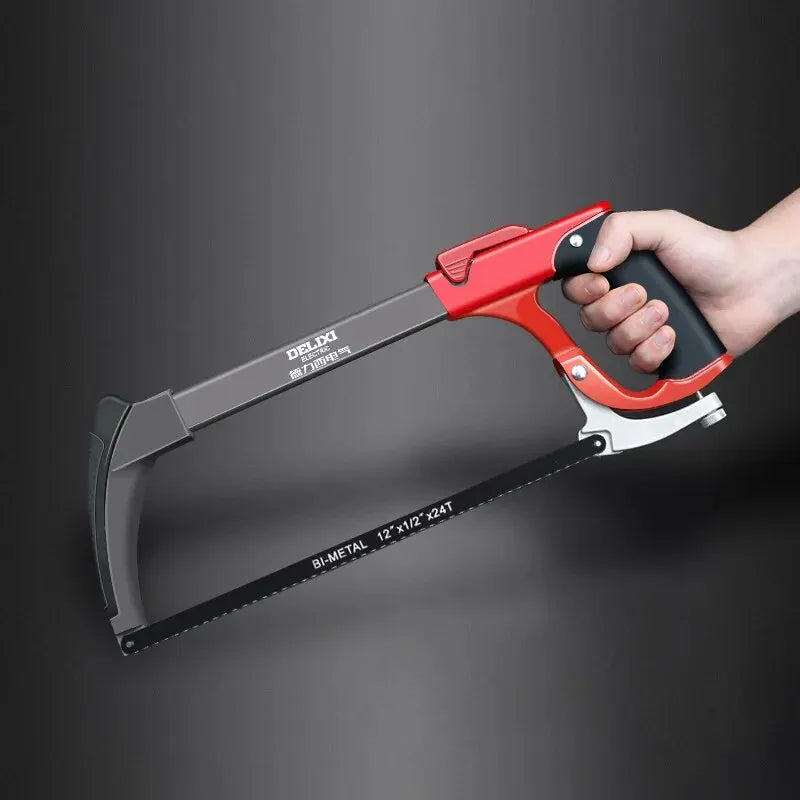 DELIXI ELECTRIC Hacksaw Frame,Two Sawing Angles (45°/90°) Metal Saw, WoodSaw,Hacksaw for Metal/Wood/Tree/PVC/Meat Sharp Cutting