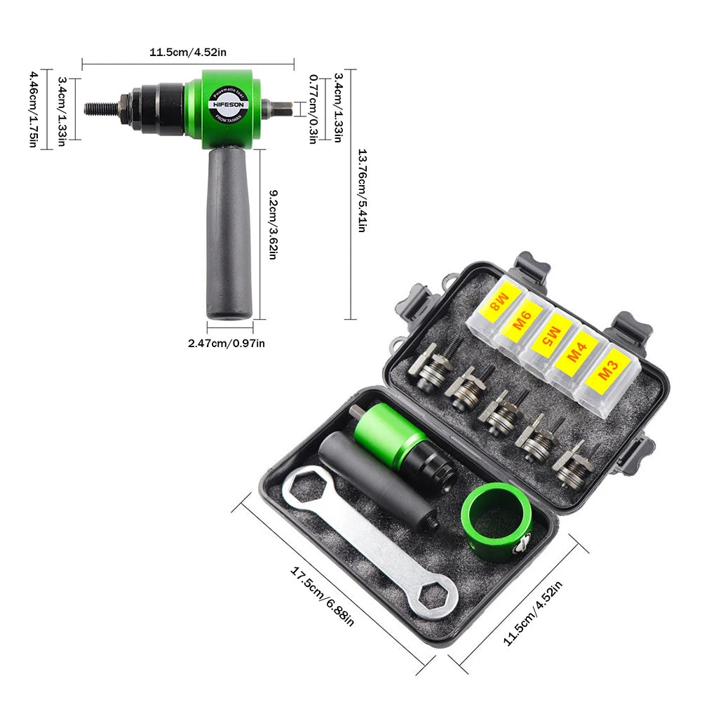 Electric Rivet Gun Self-Lock Pneumatic Rivet Nut Guns Aluminum Alloy Replacement Parts for Electric Drill Supplies