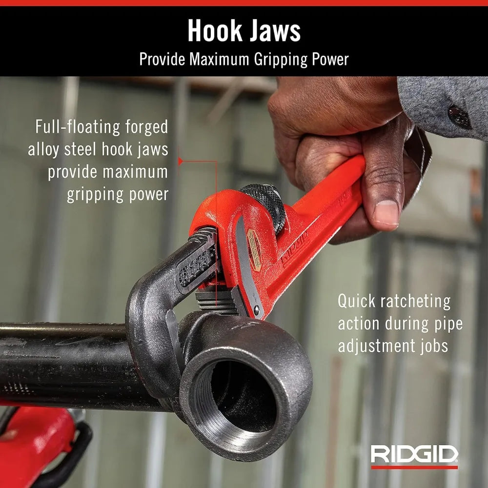 RIDGID 31020 Model 14 Heavy-Duty Straight Pipe Wrench, 14-inch Plumbing Wrench, Red, Small