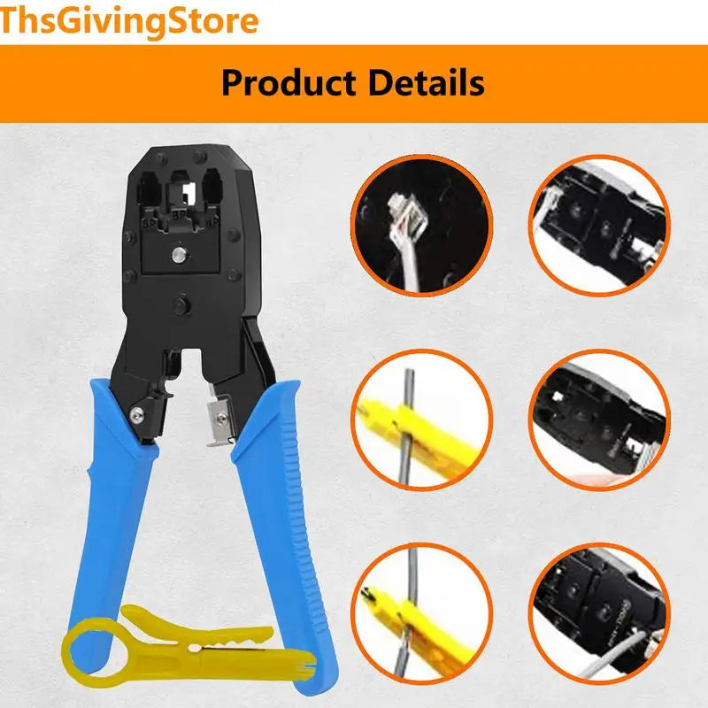 Network Cable Crimper 3-in-1 Ethernet Crimper Wire Cable Stripper Hand Cutting Tools For Rj11/Rj12/Rj45 Telephone Cables And