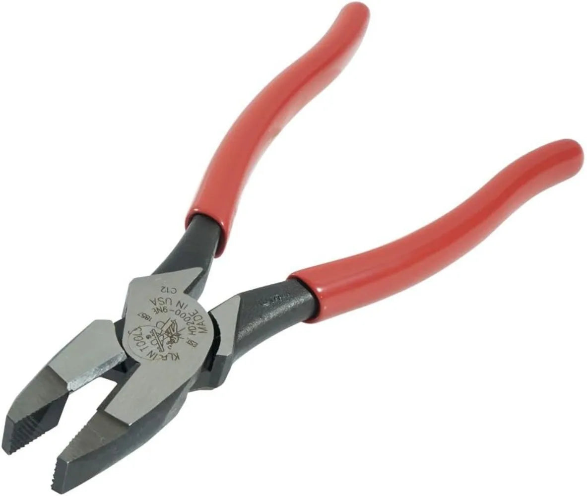 Klein Tools HD2000-9NE Side Cutter Linemans Pliers Cut ACSR Screws Nails Hard Wire 9-Inch Electrical Pliers