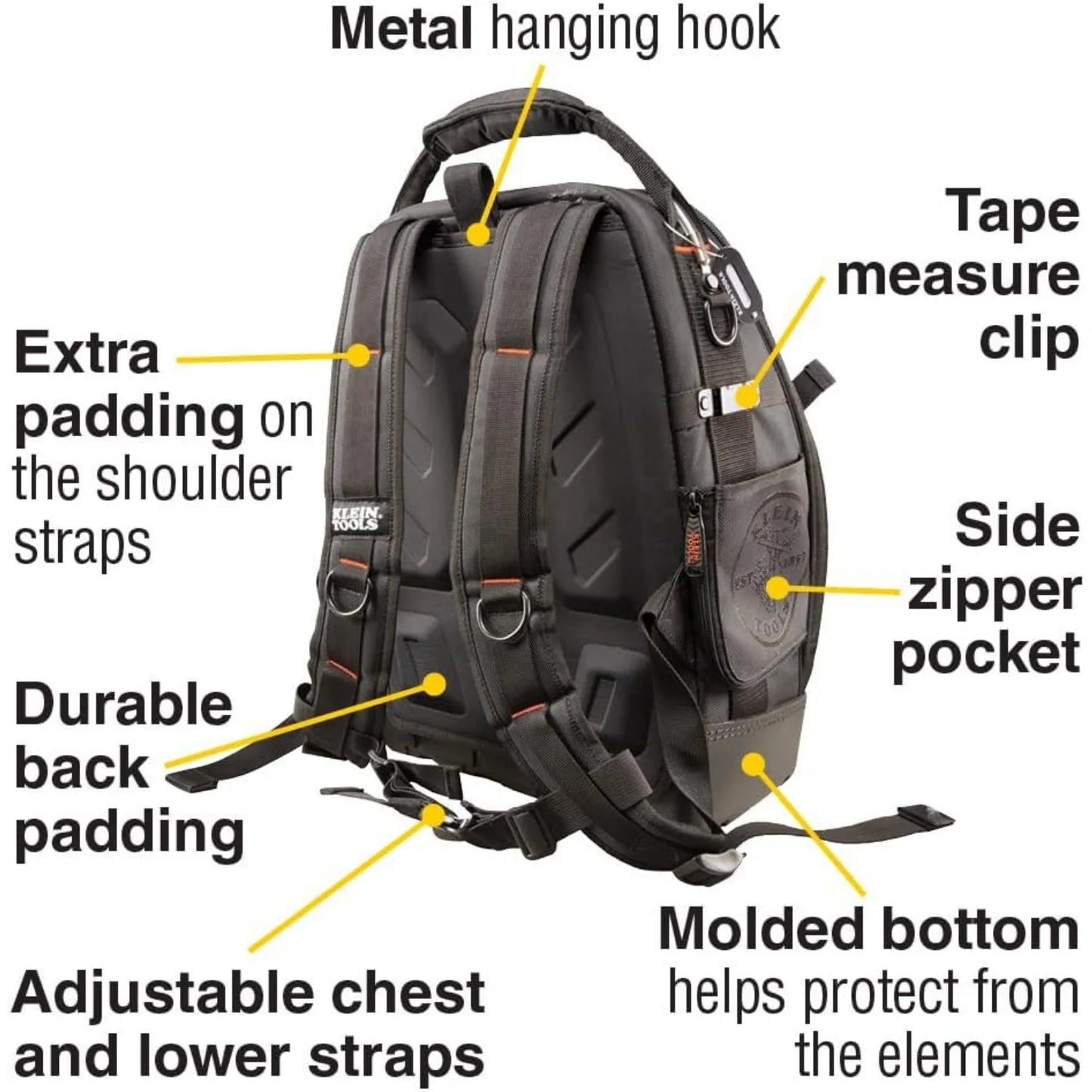 Tool Bag , Durable Electrician Backpack w/ 48 Pockets for Hand Tools, Waterproof Bottom, Removable Tool Carrier | USA | NEW