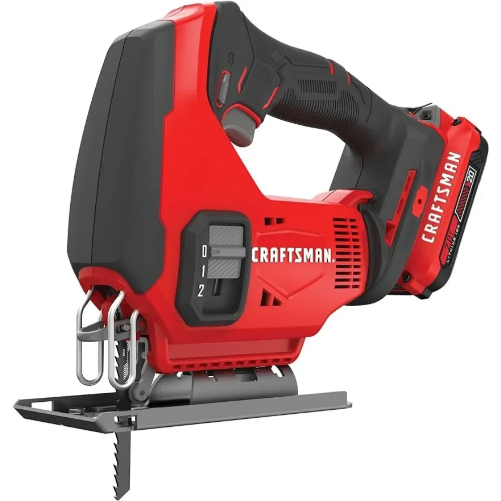 CRAFTSMAN V20 Cordless Jig Saw Kit, 3 Orbital Settings, Up to 2,500 SPM, Battery and Charger Included (CMCS600D1)