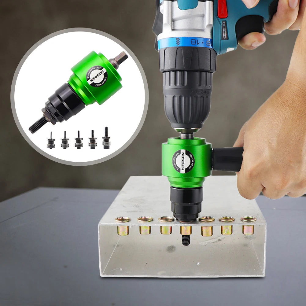 Electric Rivet Gun Self-Lock Pneumatic Rivet Nut Guns Aluminum Alloy Replacement Parts for Electric Drill Supplies