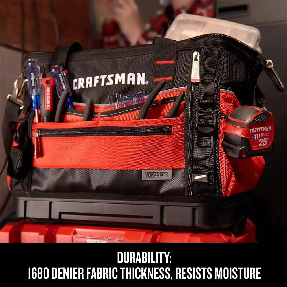 CRAFTSMAN VERSASTACK Zippered Tool Bag 31 Pocket Organizer Heavy Duty Tool Tote (CMST17622)