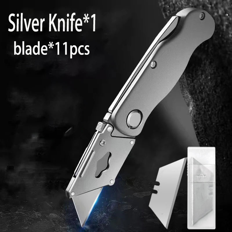 Utility Knife Electrician Retractable Sharp Cut Heavy-duty Folding Knife Aluminum Plastic Handle Blade With Lock Portable Set