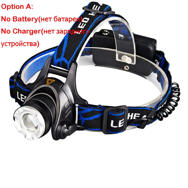 ZK20 Rechargeable Waterproof Flashlight Zoomable 3 Modes LED Head Lamp Work LED Helmet Flash Light Torch Flashlight