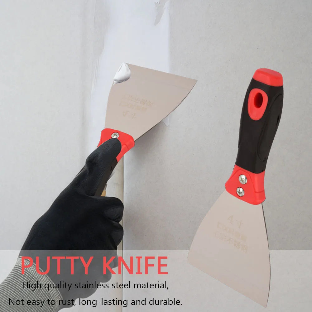 Stainless Steel Wall Paint Plaster Shovel Putty Knife Scraper Blade Paint Feeder Filling Spatula 3/4/5/6/7Inch Construction Tool