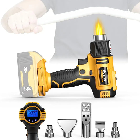 Heat Gun for Dewalt 20v Battery Variable Temperature Control,with 5 nozzle attachments Portable Cordless Air Gun for Crafts