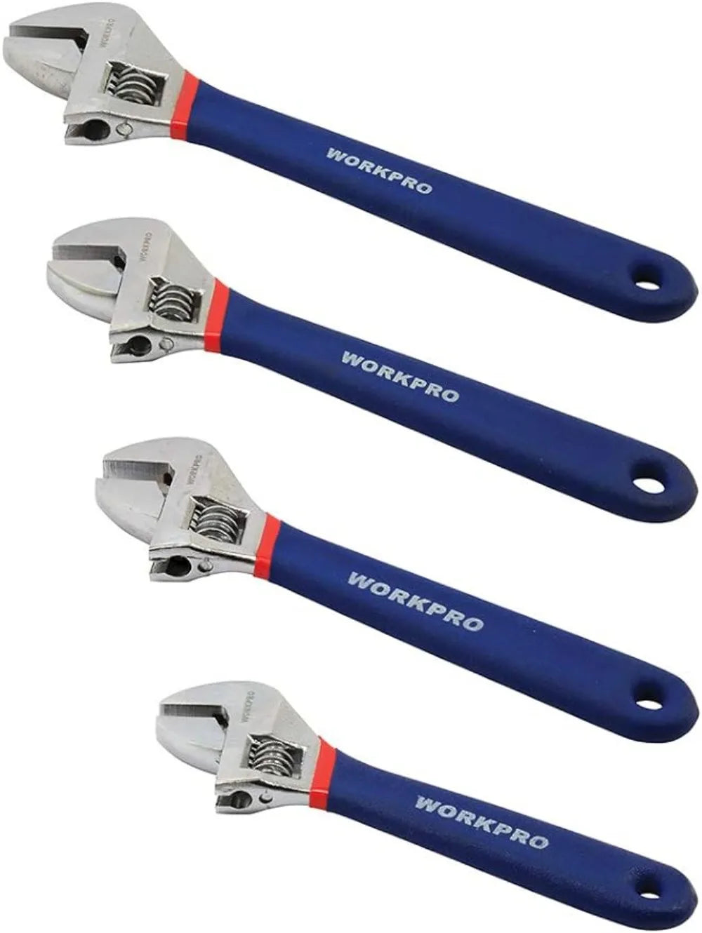 WORKPRO W003205 Adjustable Wrench Set, Chrome Vanadium Steel Construction, Comfort Non-Slip Handles (1 Set)