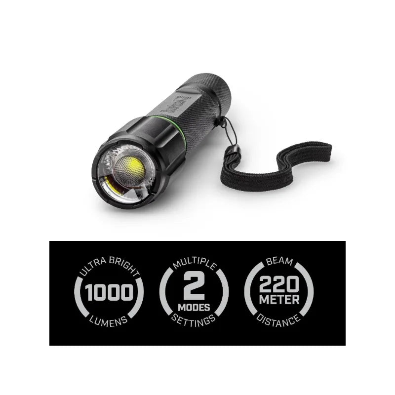 Bushnell 1000 Lumen Rechargeable Focusing LED Flashlight - Green & Black Led Flashlight