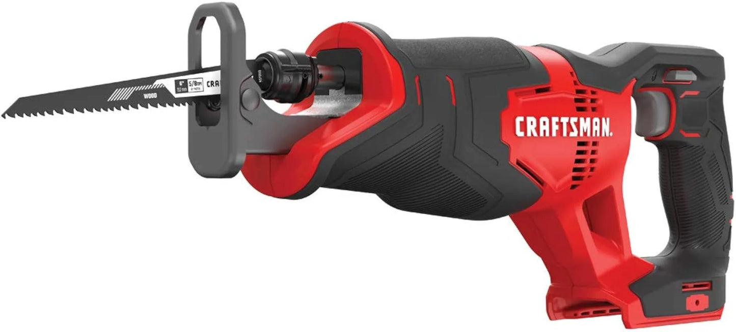 CRAFTSMAN V20 Reciprocating Saw, Cordless, 3,000 RPM, Variable Speed Trigger Quick Easy Blade Change,Bare Tool Only (CMCS300B)