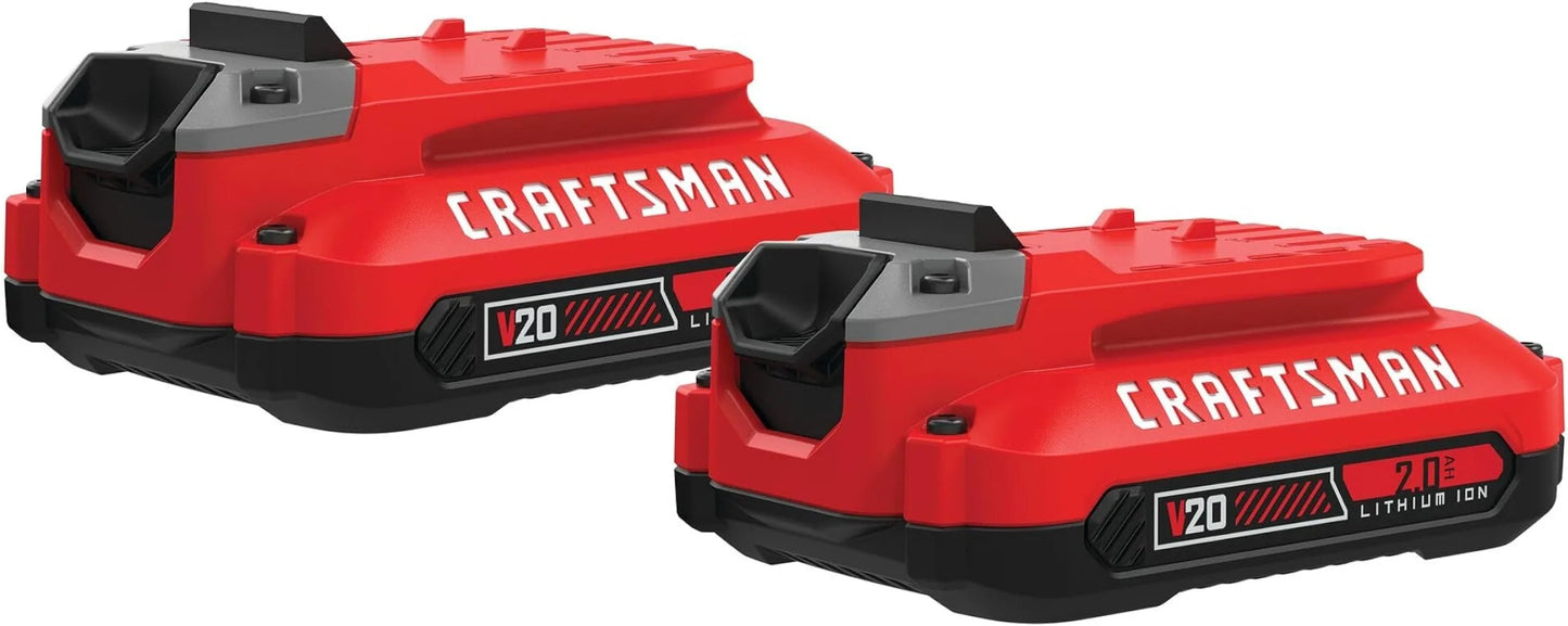 Craftsman V20 Lithium Ion Battery, 2.0-Amp Hour, 2 Pack (CMCB202-2)