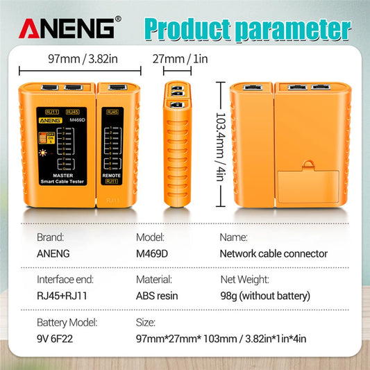 ANENG M469d Rj45 Cable Lan Tester Network Cable Tester Rj45 Rj11 Rj12 Cat5 Utp Lan Cable Tester Networking Tool Network Repair