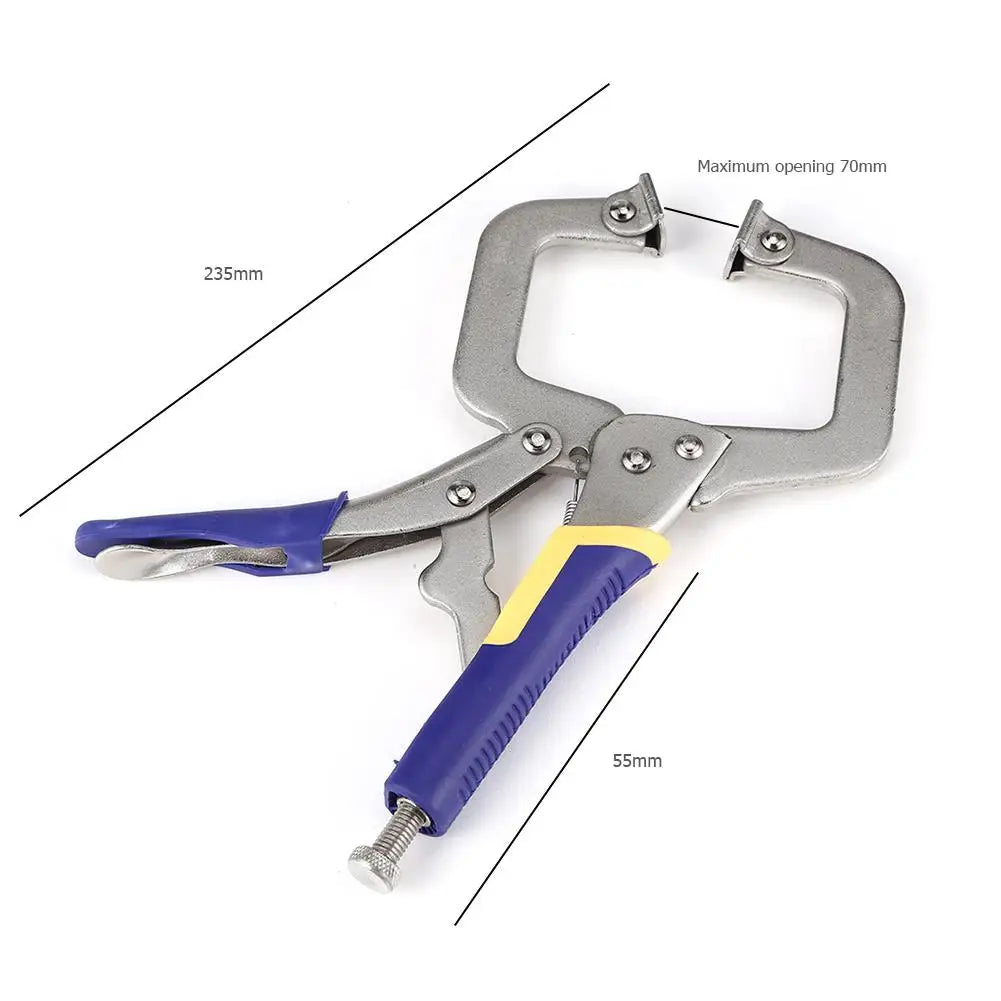 Multi-functional C-type Flat Locking Grip Vise Pliers Carbon Steel Welding Quick Fixing Locking C Clamp Pliers Round Wood Tenon